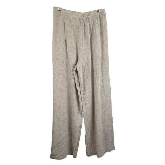 Mable Cream Linen Blend Wide Leg Pleated Pants Women's Large Minimalist Coastal - Picture 5 of 15